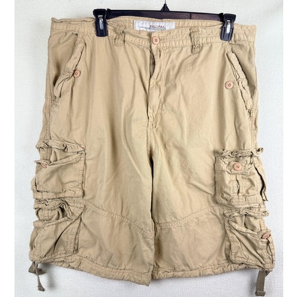Halifax Mens 42 Beige Cargo Shorts Cotton Canvas Relaxed Fit Drawstring Casual